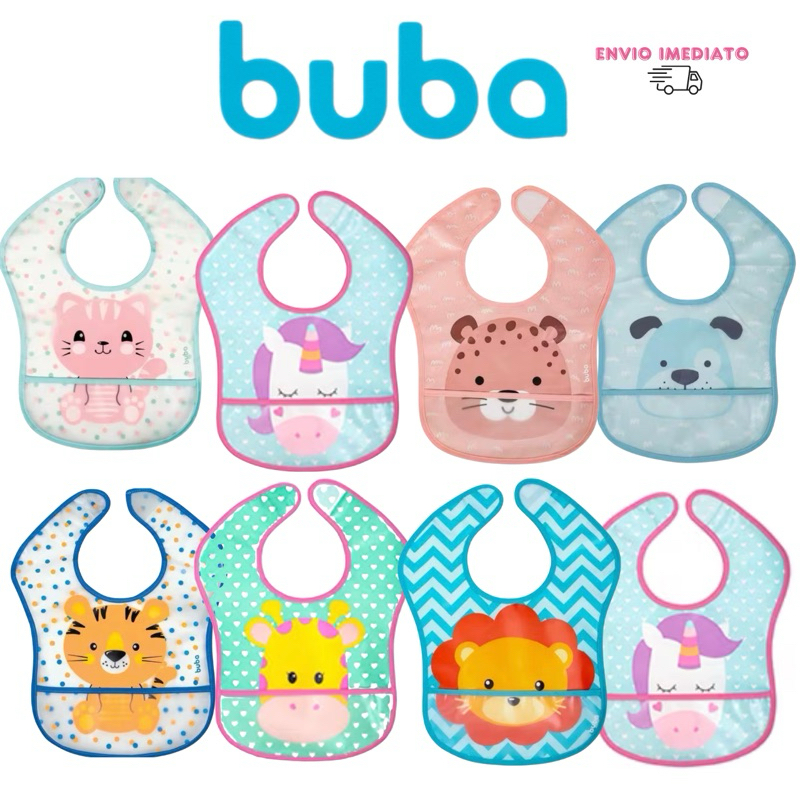 BABADOR INFANTIL BEBÊ COM BOLSO IMPERMEÁVEL BUBA ONCINHA CACHORRO GATINHA TIGRINHO