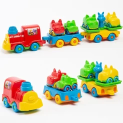 Trenzinho Baby Animal Trem Colorido Menino Bebê Presente Brinquedo Encaixar