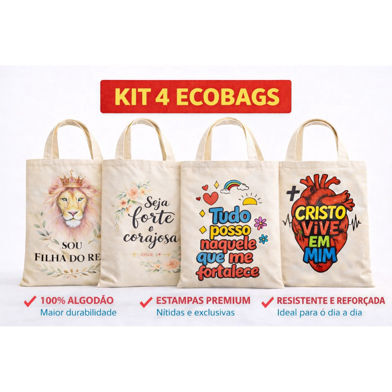 Ecobag Cristã Feminina Premium | Bolsa 100% Algodão Reforçada | Frases Bíblicas | Edição Especial Limitada| envio rápido em Oferta na Shopee