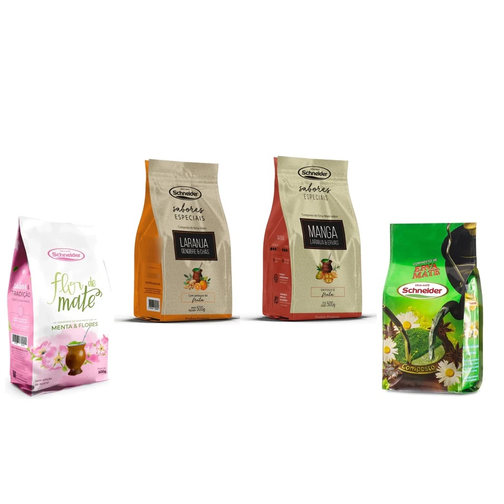 Kit 3 Erva Mate Schneider Composta Sabores Especiais 500g
