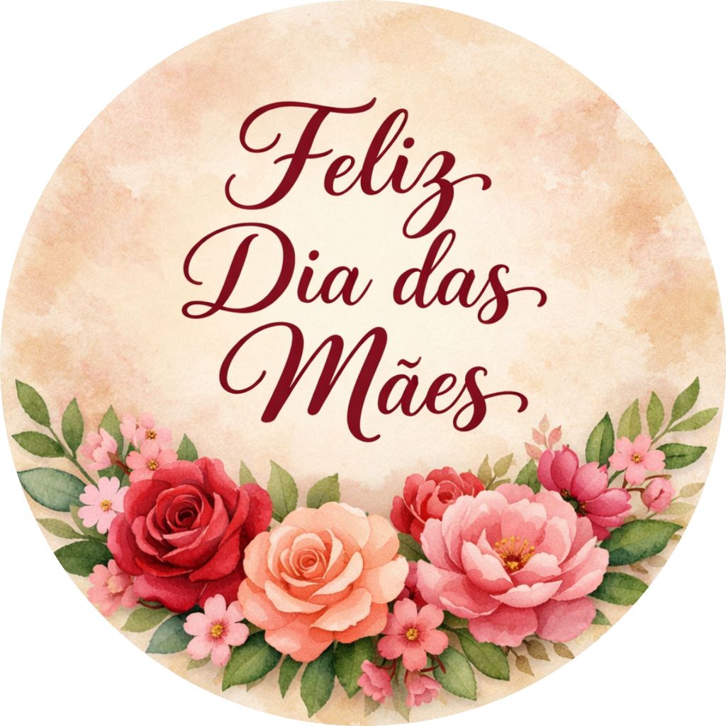 Kit 40 / 50 / 80 / 100 / 120 / 150 / 200 Adesivos Feliz Dia das Mães - Medida 3x3 ou 4x4 ou 5x5 - Modelo 5