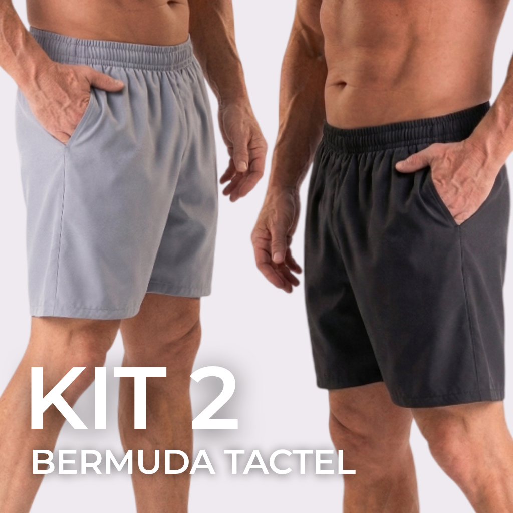 KIT COM 2 BERMUDA TACTEL COM ELASTANO SHORTS MASCULINO Academia ou Praia Alta Qualidade