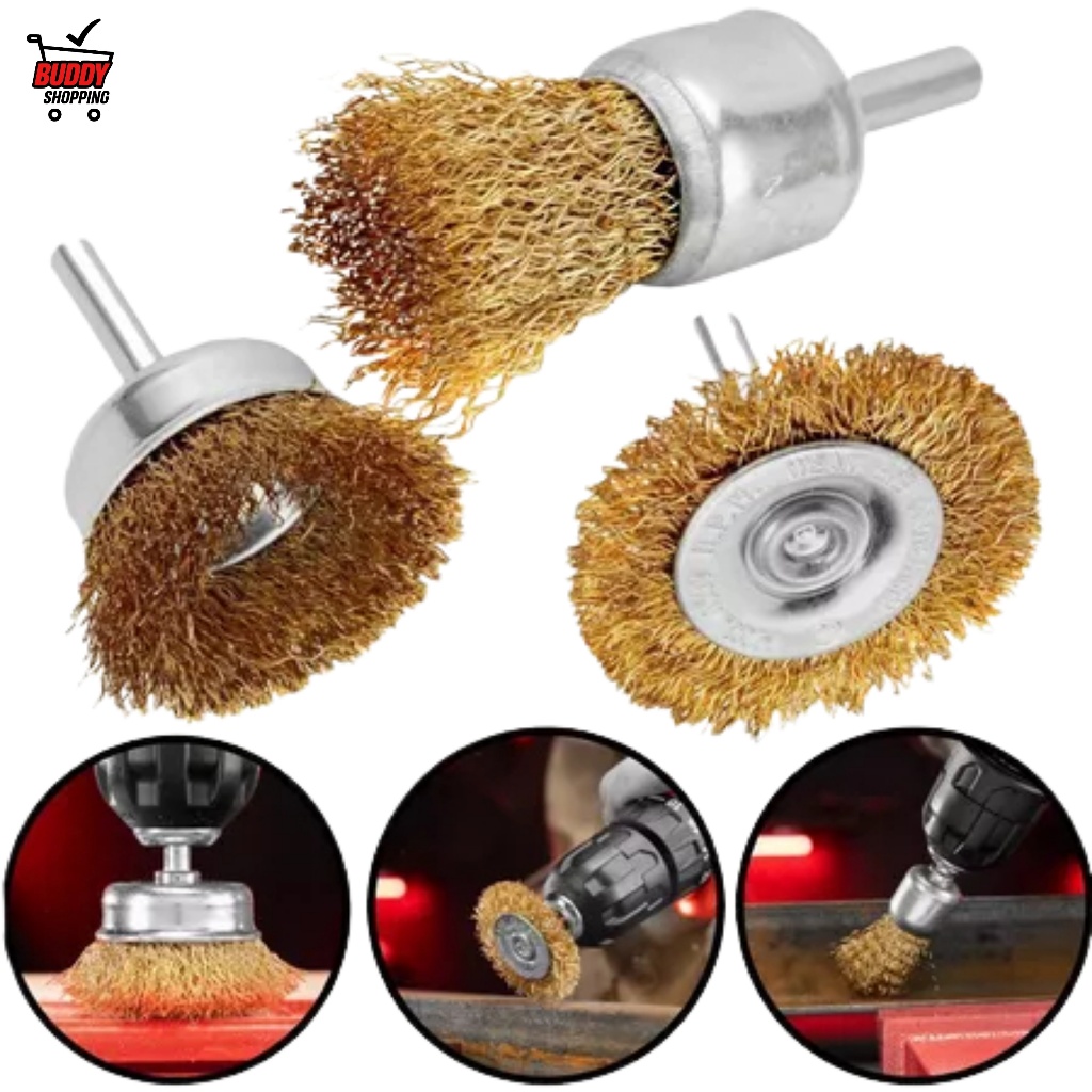 Kit 3 Jogo de Escova de Aço Circular 3 Peças Para Parafusadeira Luatek LWJ-1995 em Oferta na Shopee