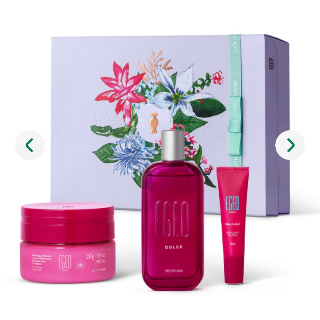 kit presente Boticário egeo dolce perfume colônia+creme de mãos+hidratante corporal corpo