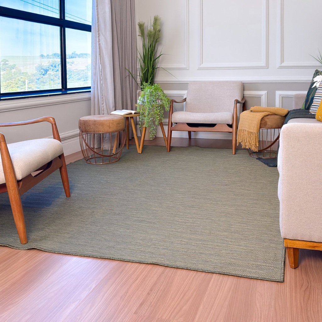 Tapete Sala 2,00x1,50 Sisal Sem Pelo Verde Clean Econômico Resistente Decorativo Moderno Versátil Alta Durabilidade