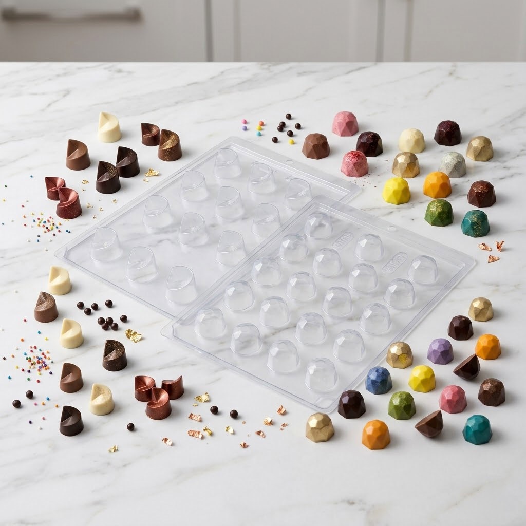 Kit 2 Formas para Chocolate BWB Simples S/ Silicone Bombom Diamante + Bombom Chanfrado