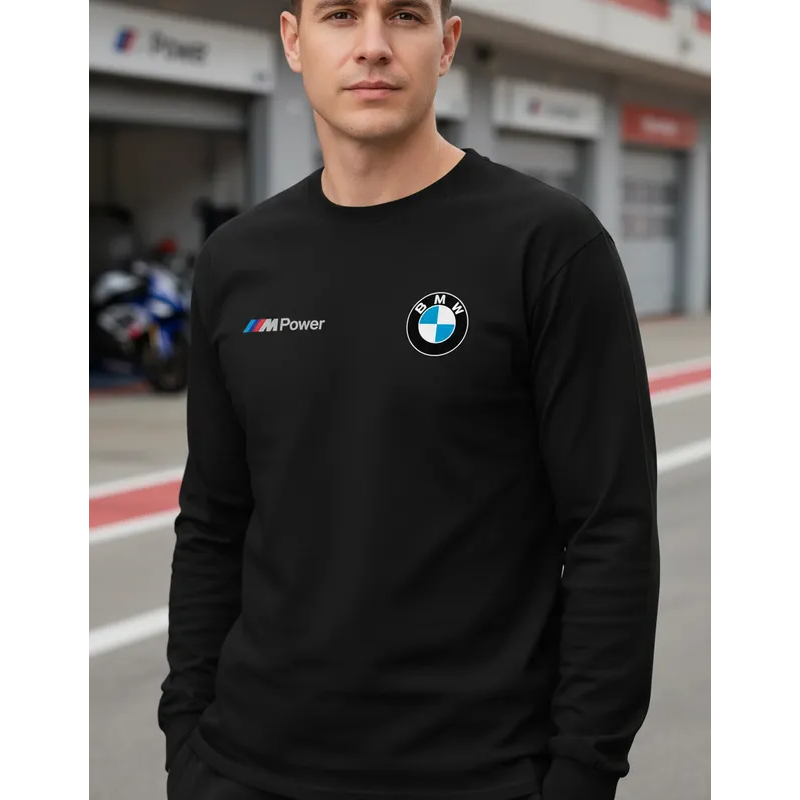 Camiseta Camisa Bmw Motor Automotiva Carros Blusa Manga Longa 100% Algodão