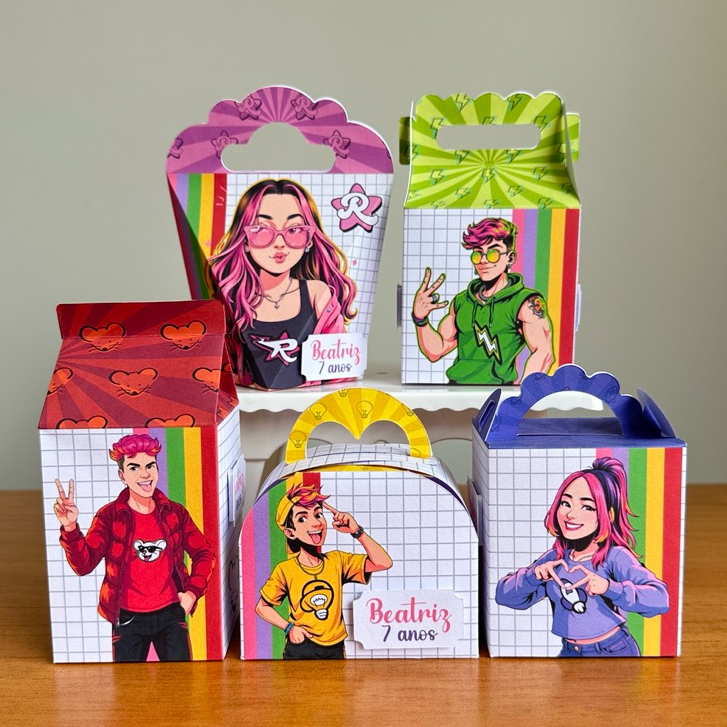 Kit Caixinhas Personalizadas DOS ROSA | Lembrancinhas para Festa de Aniversário - Pegue e Monte