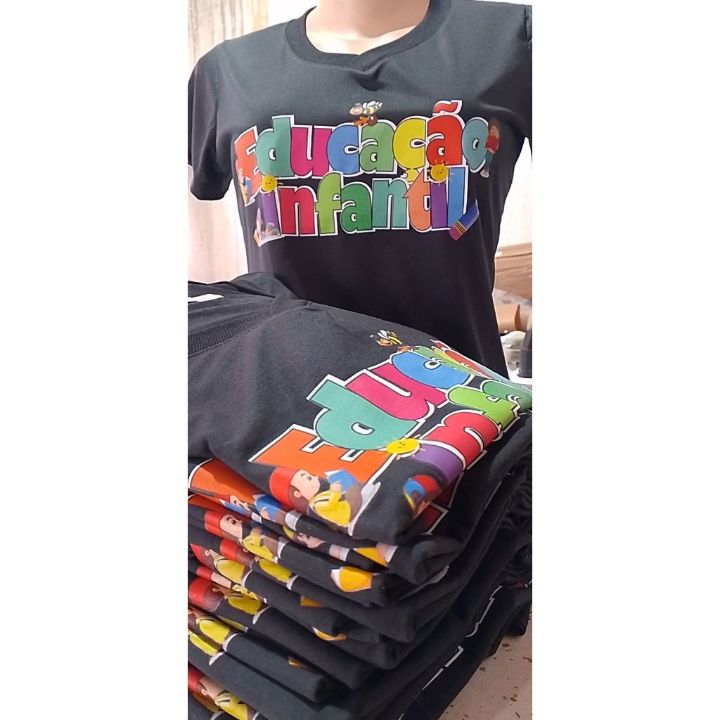 Camiseta Professora Profissão Camiseta Educação Infantil Confortável Trabalho dia a dia  Pedagogia blusa Malha PV