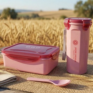 Kit Fitness |Garrafa + Marmita Lunch Box + Talher Livre de BPA e 30% trigo | Jacki Design