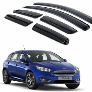 Super Calha Defletor de Chuva  Focus Hatch 2014 a 2018 4 Portas Acrílico Fumê Ecoflex