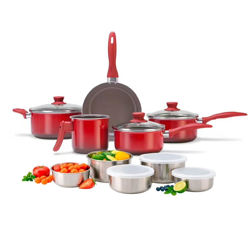 Jogo de Panelas Life Smart Revestimento Cerâmica 5 Peças Brinox E Tigelas Com Tampa Inox 5 peças