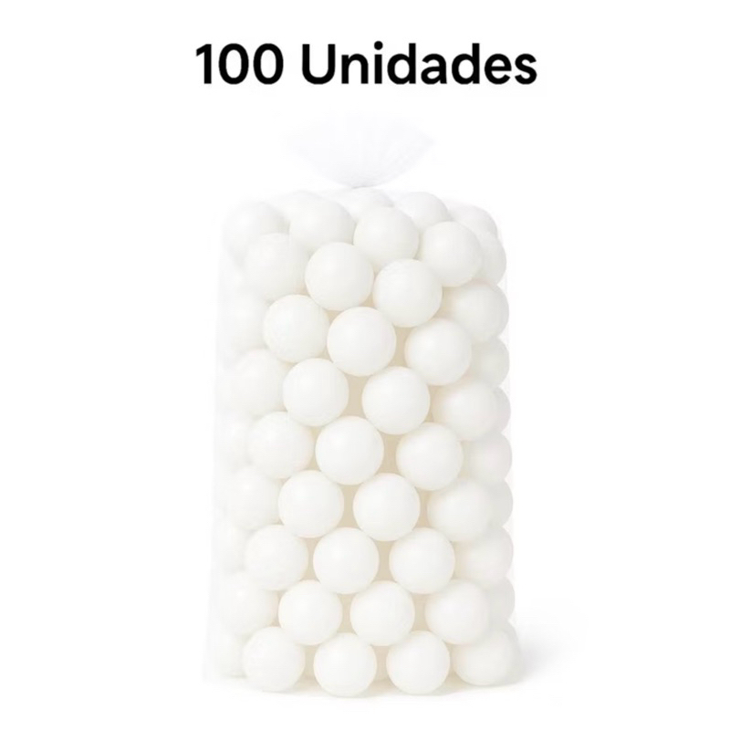 100 Unidades de Bolinha Plástica Branca Piscina Promoção 50, 100 e 200 - Não Amassam