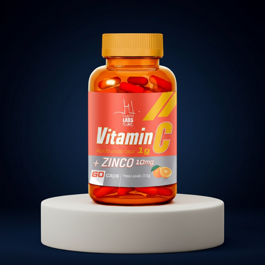 Vitamina C 1g Com Zinco 10mg 60 Cápsulas Imunidade Alta Absorção Antioxidante Diário