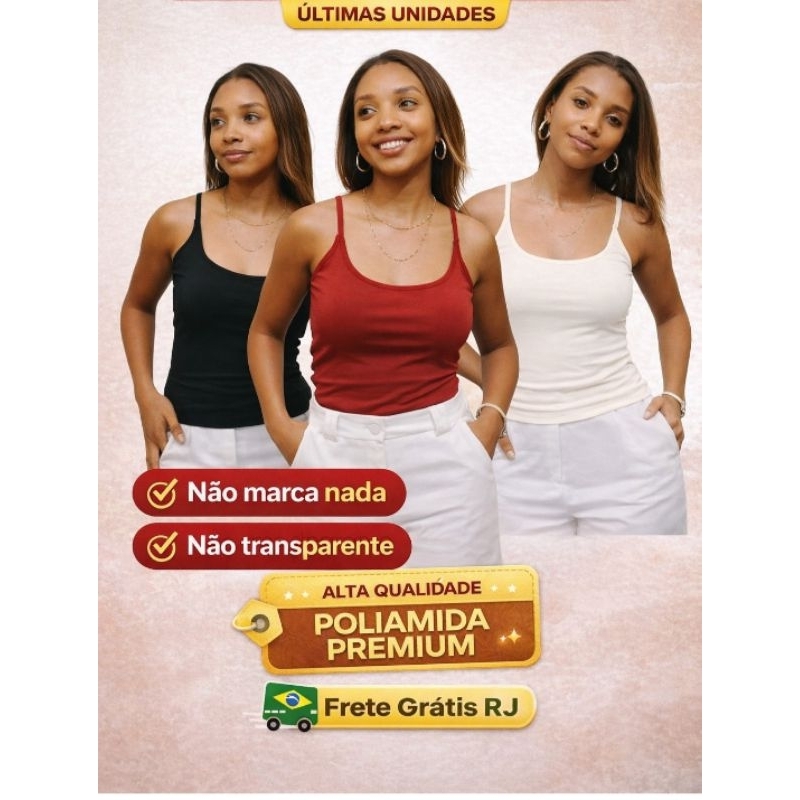 Kit3  Blusas Regata Basica Feminina Forro Duplo Blusinha Basica Suplex Premium