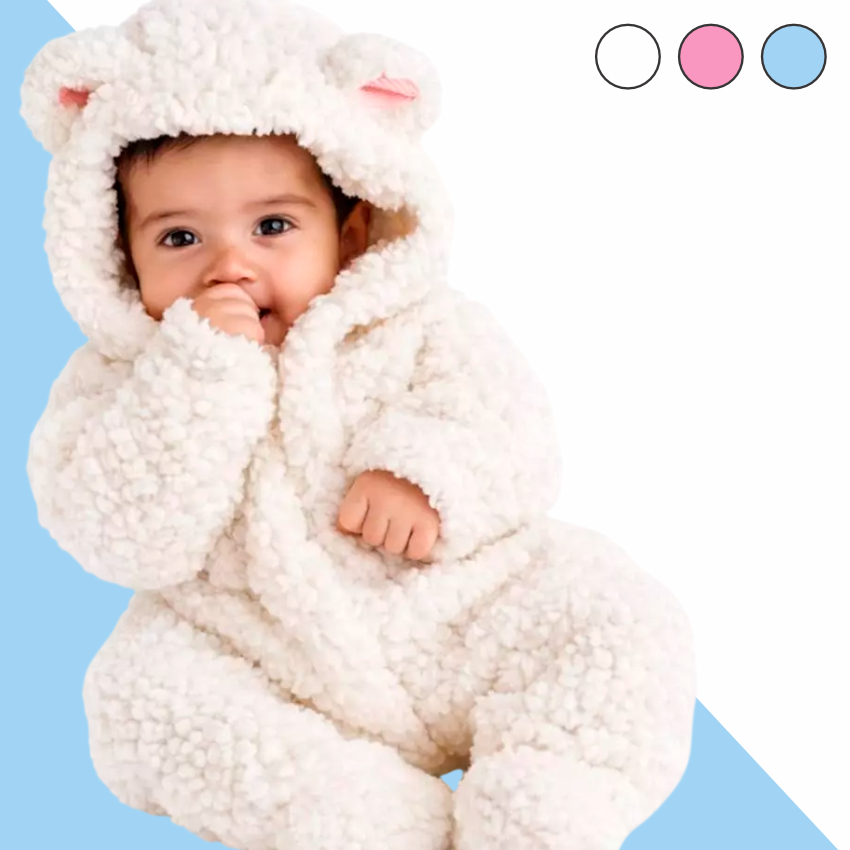 Macacão Bebê Inverno Ovelha Fofinho Quentinho 0 A 12 Meses