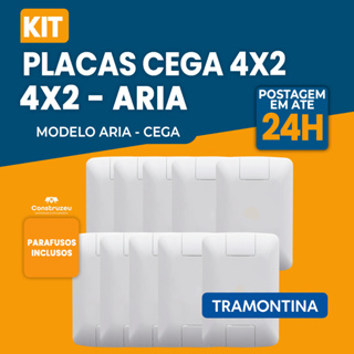 Kit Placa Cega 4x2 Linha Aria Tampo Tomada Eletrica - TRAMONTINA em Oferta na Shopee