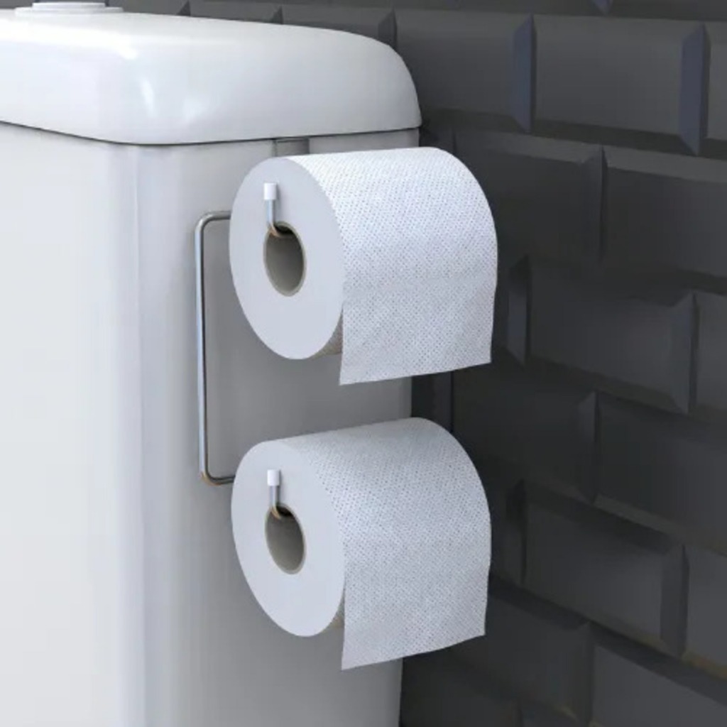 Suporte Porta Papel Higiênico Duplo Banheiro Para Caixa Acoplada Cromado Para Dois Rolos Original