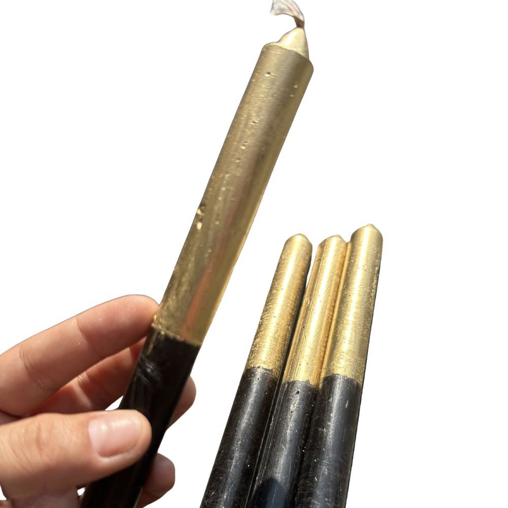 Vela palito dourada e preto - bicolor premium - 1kg 31 unidades