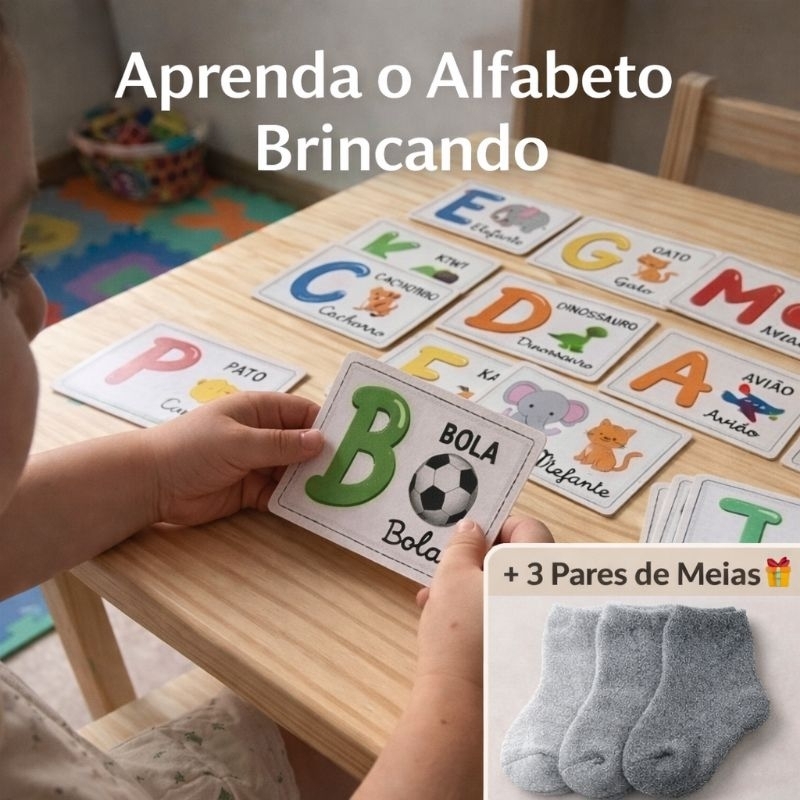 Kit Alfabetização Infantil A a Z 26 Cartões Educativos Aprender Letras Fácil Criança