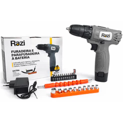 Furadeira e Parafusadeira á Bateria 12V Bivolt c/ 22 Acessórios Razi
