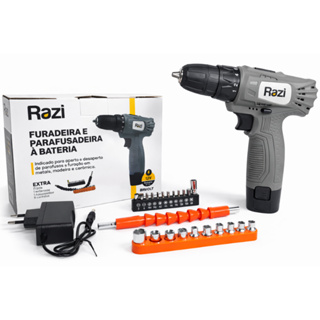 Furadeira e Parafusadeira á Bateria 12V Bivolt c/ 22 Acessórios Razi em Oferta na Shopee