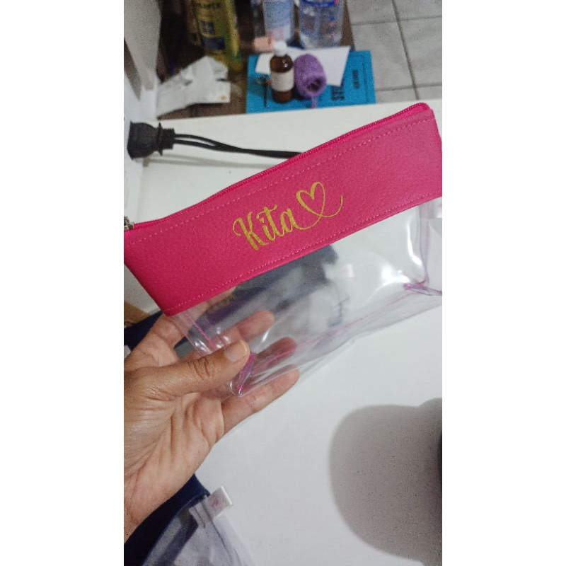 Necessaire Transparente Personalizada com Nome | Porta Maquiagem | Estojo Organizador Feminino com Zíper
