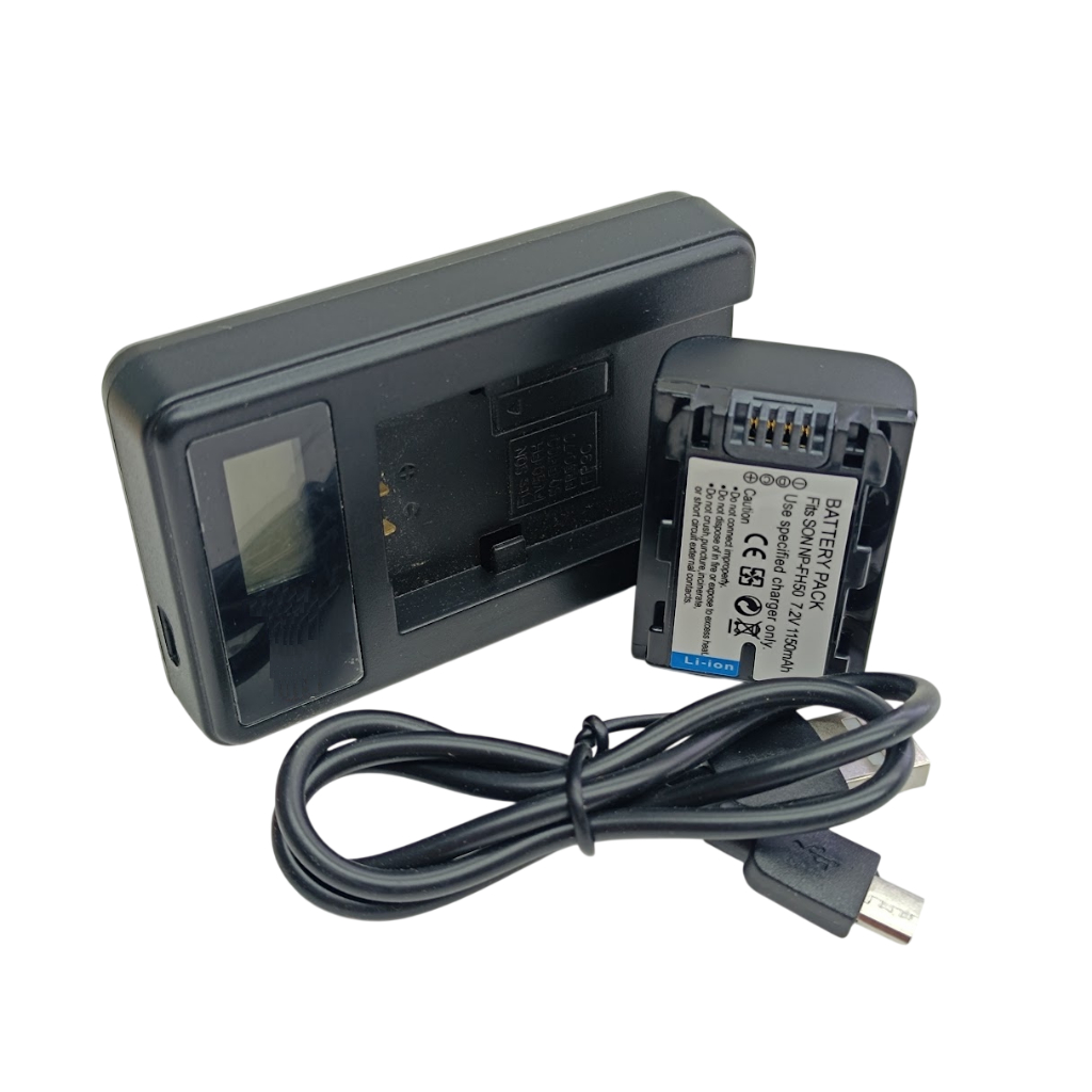 Carregador USB + Bateria Np-fh50 pra DVD703E HC30E HC33E HC36E HC40E HC43E HC46E DVD908E HC20E