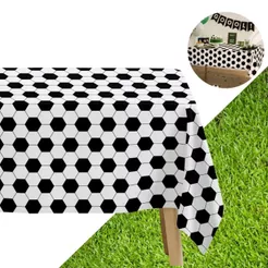 1 Toalha de Mesa Plástica Grande Tema Futebol Descartável Festa Aniversário Bola