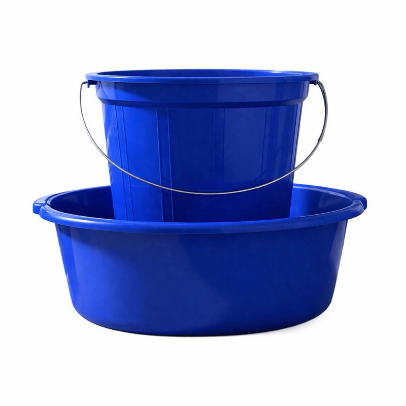 kit Bacia e Balde Azul Plástico Resistente Limpeza Cozinha mais vendido balde de 7’litros e bacia de 6,5 litros