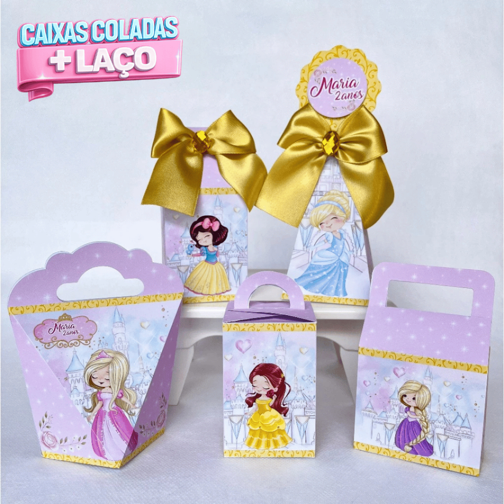 Kit Caixas Personalizadas Princesas/ Princesas Cute/ Lembrancinhas de Festa / Aniversário Infantil
