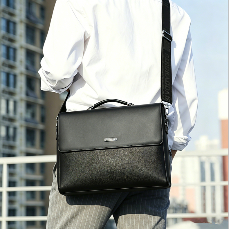 Bolsa Pasta Executiva Masculina 15.6" para Notebook Trabalho Couro PU Impermeável