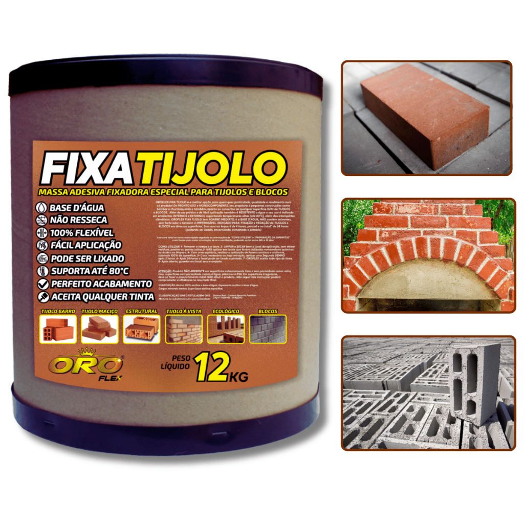 Massa Fixa Tijolo Construção Alta Fixação Fácil Aplicação Alta Aderência Obras e Reparos 12KG