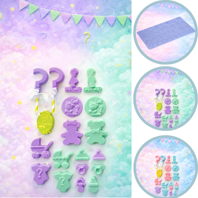 1 ~ 5  Forma para chocolate folha moldagem cha revelação, cha de bebe  Porto cod p871 (CHOCO)