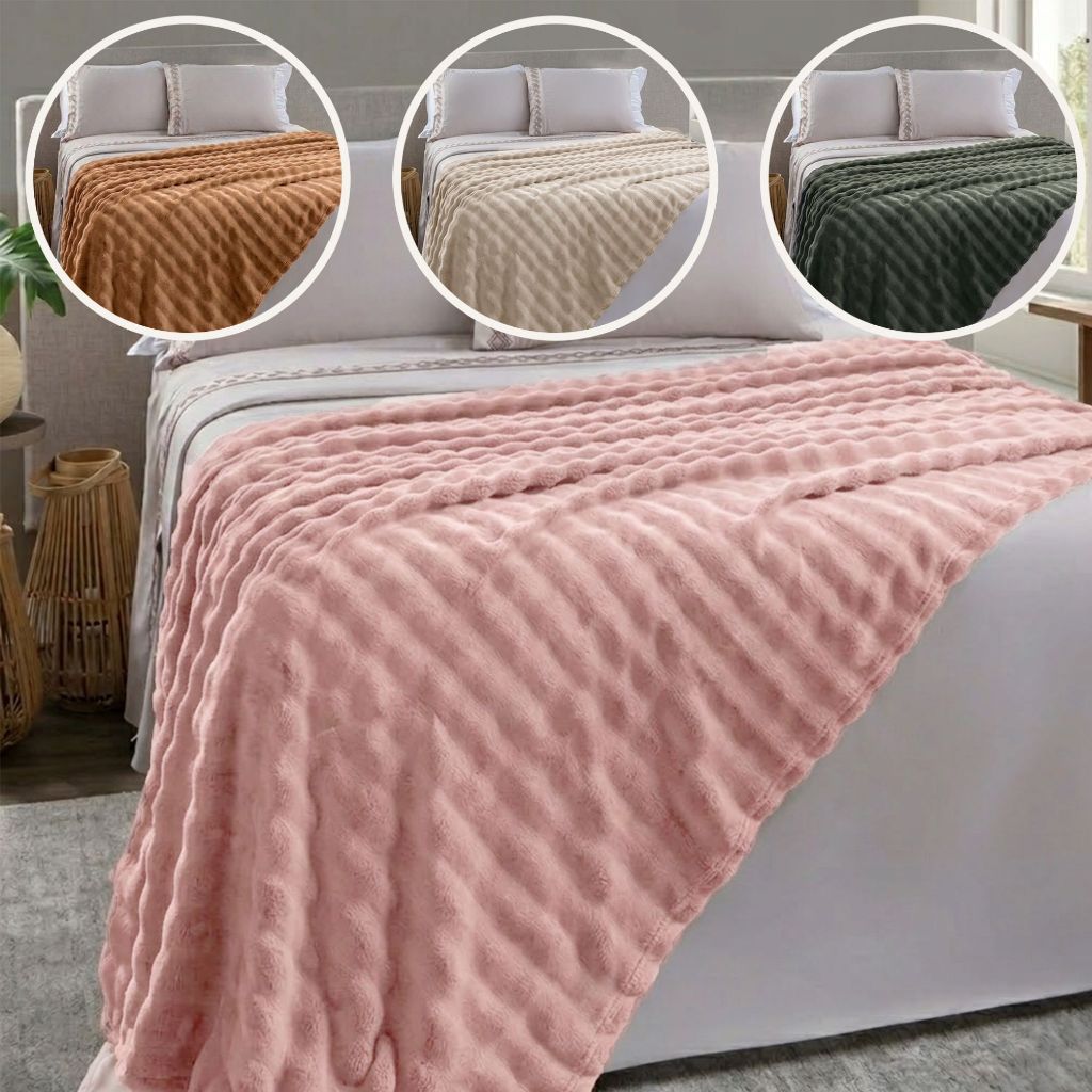 Cobertor King Alta Gramatura 310g/m² Antialérgico Extra Soft Toque Aveludado Macio Bubble em Oferta na Shopee