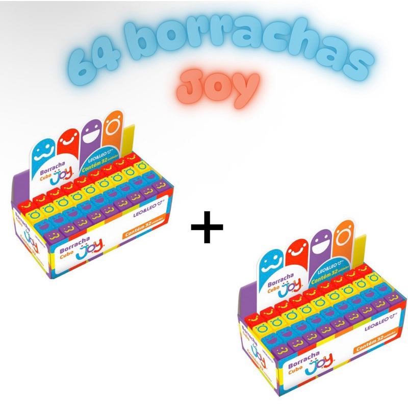 ✨Kit 64 Borrachas Cubo Decorada Joy Leo&Leo - 2 Caixas (Atacado/Revenda)