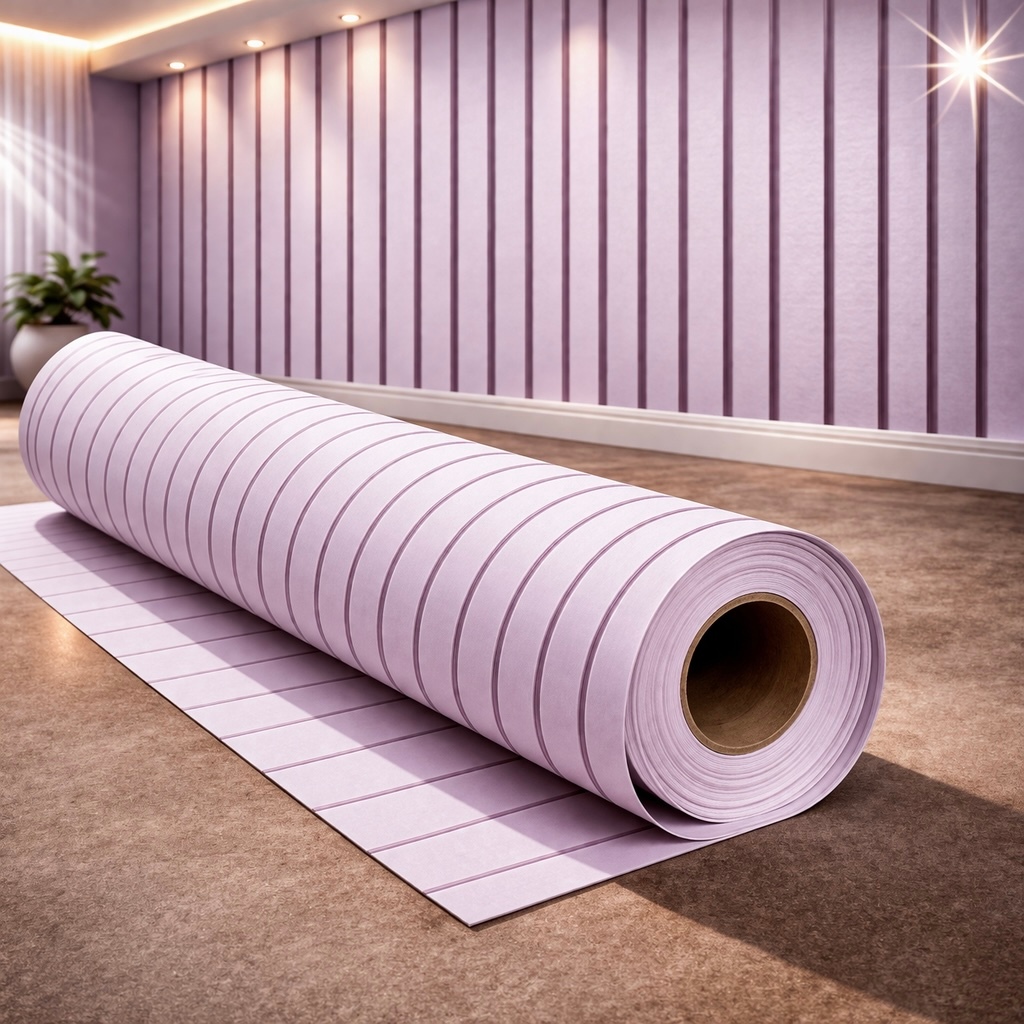Papel de Parede Ripado Lilás 3D | Adesivo Decorativo Parede Quarto Feminino Bebê Moderno