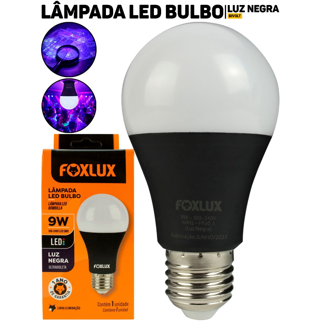 Lâmpada LED 9W Foxlux 6500K Luz Branca Alta Economia Casa Escritório Comércio