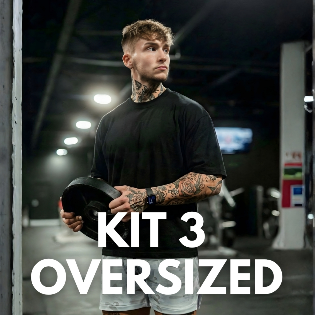 Kit 3 Camiseta Oversized P ao GG Masculina StreetWear Treino Algodão Respiravel