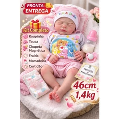 Boneca Reborn 46cm 1,4kg Bebê Reborn Realista Kit Completo Com Acessórios Pronta Entrega