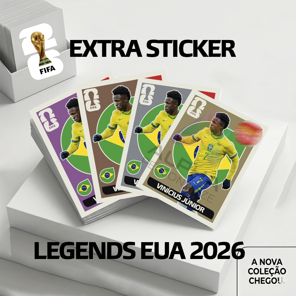 Figurinha Extra Sticker Legend Vini Junior Vinicius Junior Ouro Prata Bronze  Copa do Mundo 2026 EUA