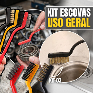 Kit 03/06/09 Limpeza de Fogão com Escovas de Aço, Nylon e Latão Removedor de Sujeira Pesada em Oferta na Shopee