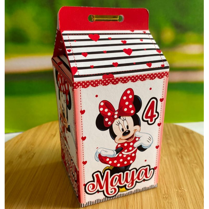 Caixa milk Minnie vermelha - 10 unidades - Festa Personalizada - Vários temas - Lembrancinhas para festa