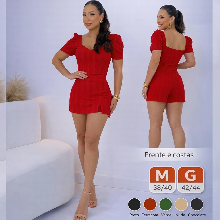 Conjunto Feminino Short Saia e Blusa Casual  Conjunto de Verão com Bojo Malha PREMIUM — imagem 1