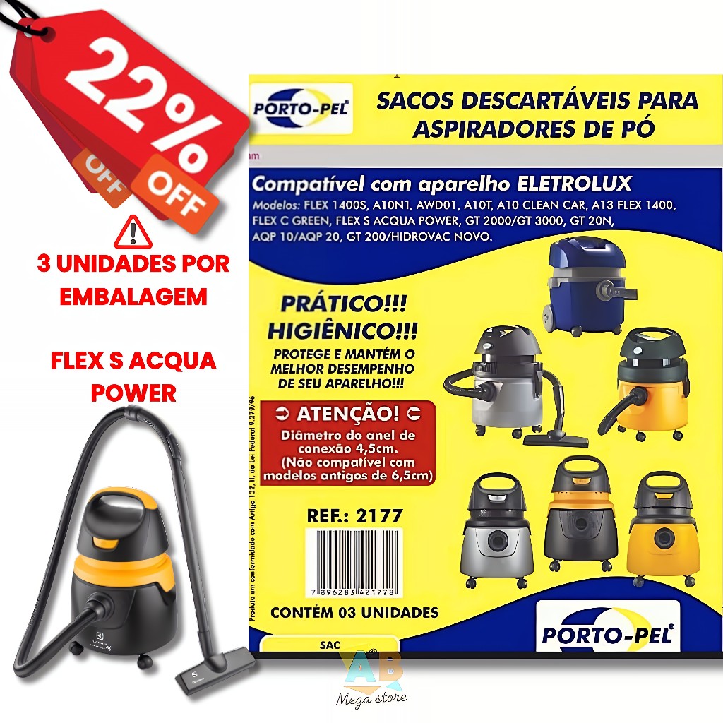 KIT Filtro aspirador Electrolux 2177 elimina ácaro protege o Motor ambiente limpo FLEX S ACQUA POWER