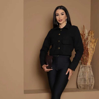 Casaco Feminino Lã Batida com botaes casaco pra inverno em Oferta na Shopee