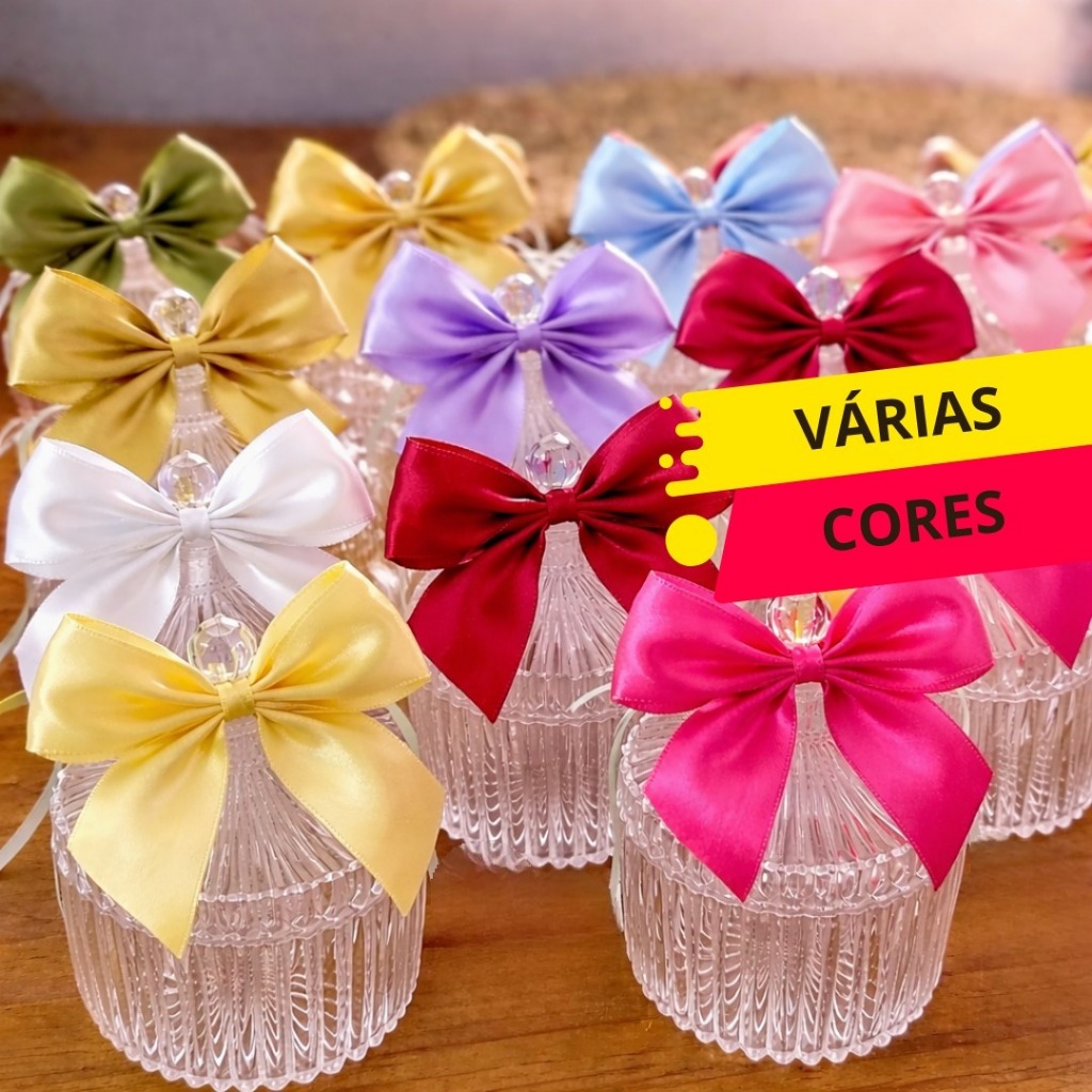 30 Laços para Mini Bomboniere Lembrancinha Vidro Acrílico Cristal Laço Bomboniere de Vidro Baleiro
