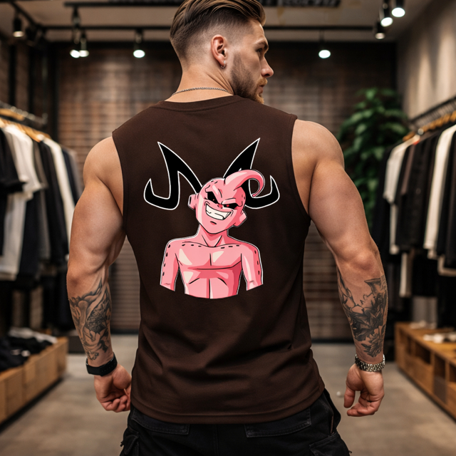 REGATA MASCULINA 100% ALGODÃO CAMISETA MACHÃO OVERSIZED DESENHO MAJIN BUU LEVE CONFORTÁVEL CAIMENTO PERFEITO ENVIO 24H