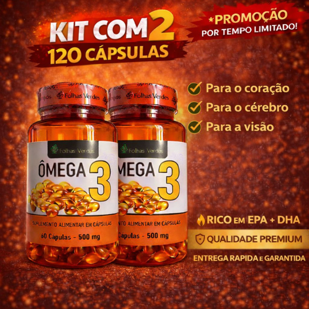 Ômega 3 Óleo de Peixe em Cápsulas com EPA e DHA - 60 cápsulas 500mg - Envio Imediato