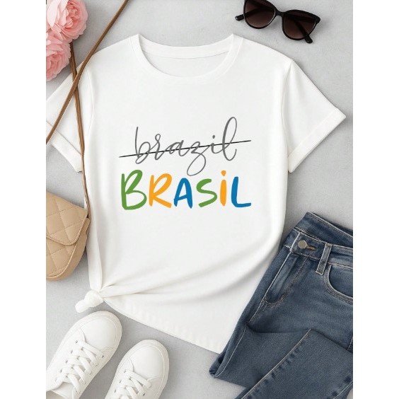 Camiseta Feminina Camisa Unissex Brasil Copa do Mundo 2026 Hexa futebol torcedora torcedor Blusa Básica Brazil T-shirt